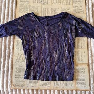 Express Navy Short Sleeve Sequin Boatneck Top, y2k style, Size XS